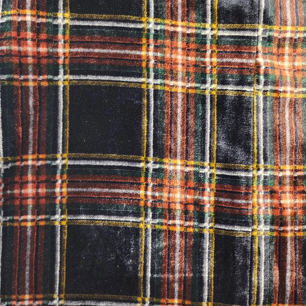 J Crew Holiday Velvet Tank Top Festive Plaid Luxery Black Red Green Womens 8